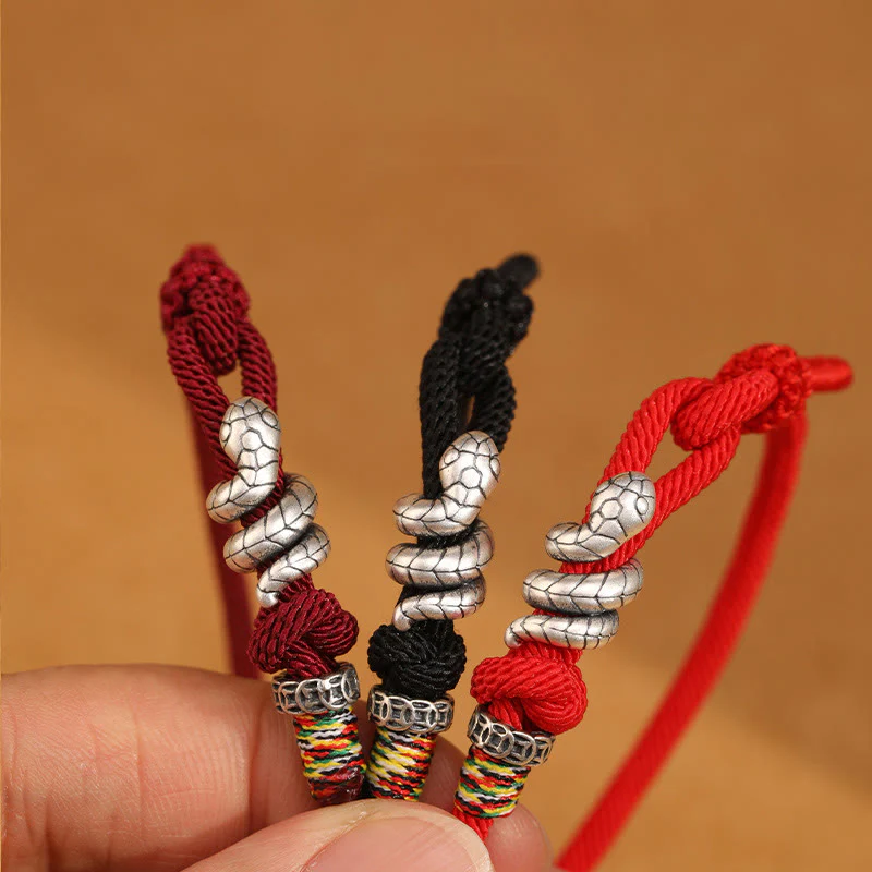 Buddha jewelry:Flying Snake Transforms into Dragon Red String Bracelet, Zodiac Year Woven Bracelet, Year of the Snake Bracelet - Image 4