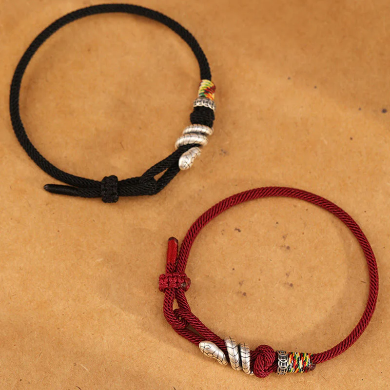 Buddha jewelry:Flying Snake Transforms into Dragon Red String Bracelet, Zodiac Year Woven Bracelet, Year of the Snake Bracelet - Image 2