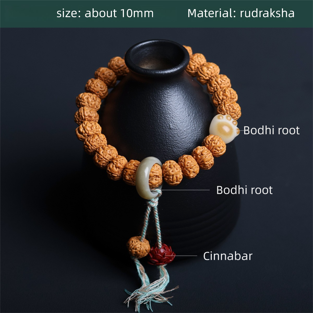 Buddha jewelry:Nepalese Rudraksha prayer bead bracelet, Tibetan ethnic style, women's accessory - Image 8