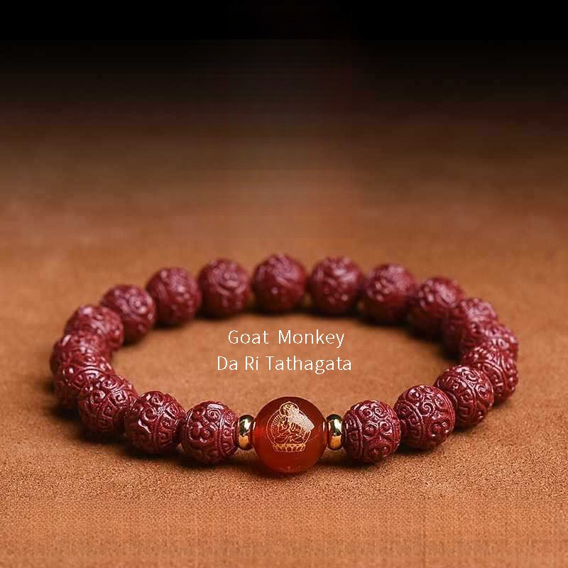 Buddha jewelry:Raw cinnabar bracelet, zodiac Buddha bracelet, twelve zodiac beads, red agate, eight guardians - Image 9