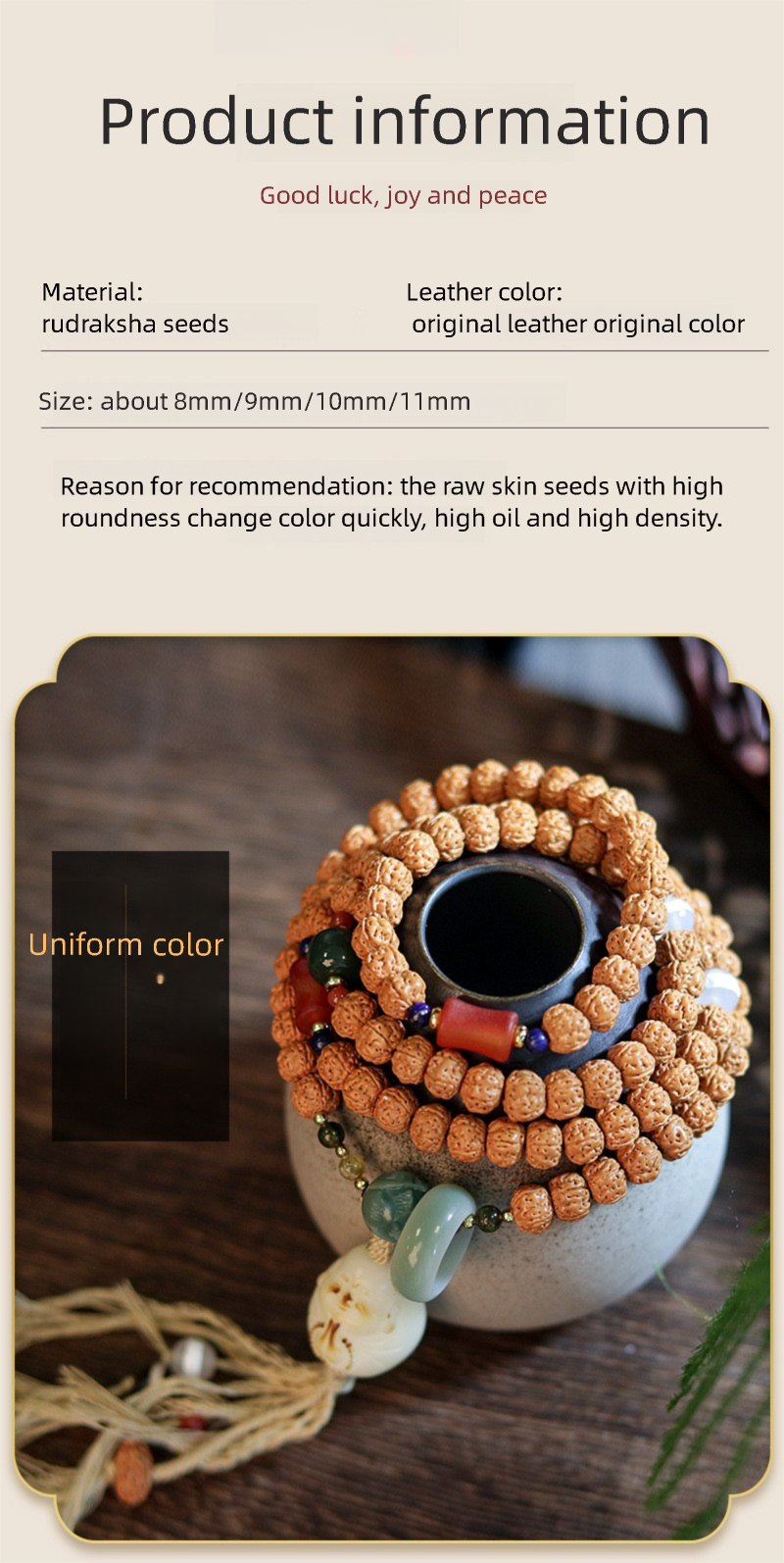 Buddha jewelry:Nepalese Rudraksha prayer bead bracelet, Tibetan ethnic style, women's accessory - Image 15