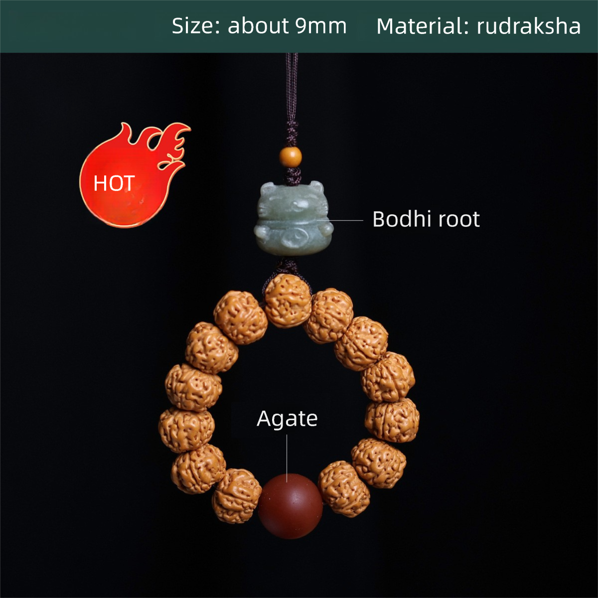 Buddha jewelry:Nepalese Rudraksha prayer bead bracelet, Tibetan ethnic style, women's accessory - Image 14