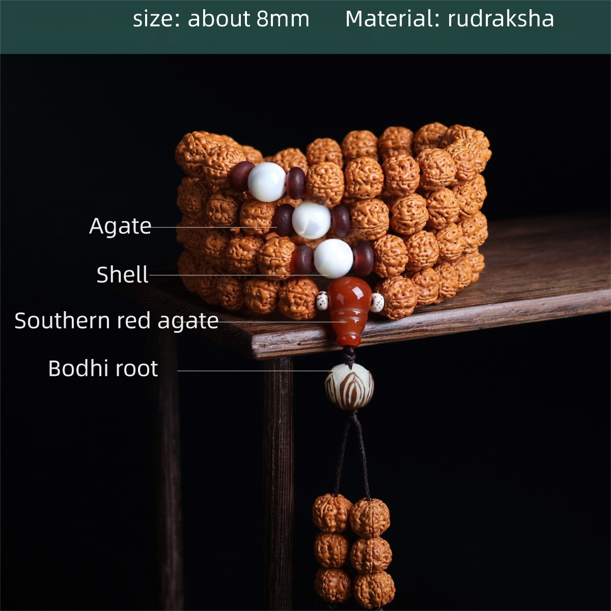 Buddha jewelry:Nepalese Rudraksha prayer bead bracelet, Tibetan ethnic style, women's accessory - Image 13