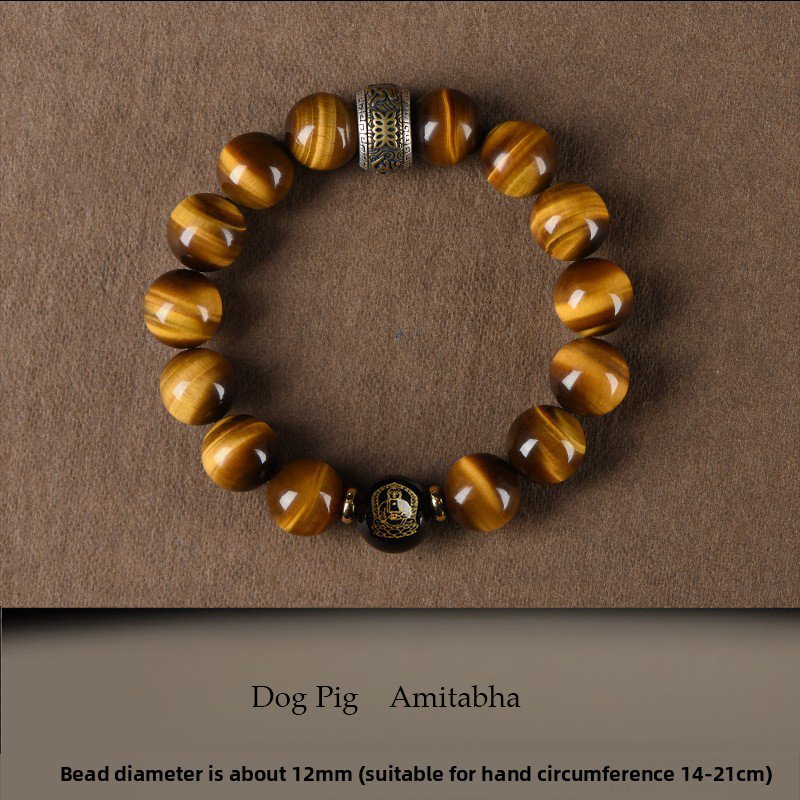 Buddha jewelry:Natural Yellow Tiger's Eye Bead Bracelet with Six-Syllable Mantra, Buddhist Prayer Beads and Fortune-Turning - Image 13
