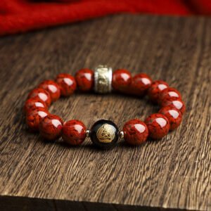 Buddha jewelry:The Raw Cinnabar Large Granular Sand and High-content Translucent Crystal Sand Beads Zodiac Buddha Bracelet/Chain features large raw cinnabar granules and clear crystal sand beads, integrated with Zodiac Buddha imagery. The raw cinnabar offers grounding protection, while the crystal beads provide clarity and spiritual illumination. Available as a bracelet or chain, it balances earthy strength with luminous energy, serving as both a unique accessory and a tool for spiritual alignment, rich in symbolism and natural beauty.