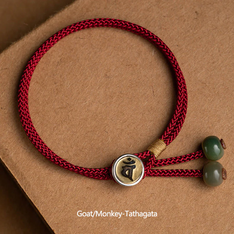 Buddha jewelry:Buddha of Zodiac Year Button Hand-Woven Red String Bracelet with Ethnic Style - Image 5