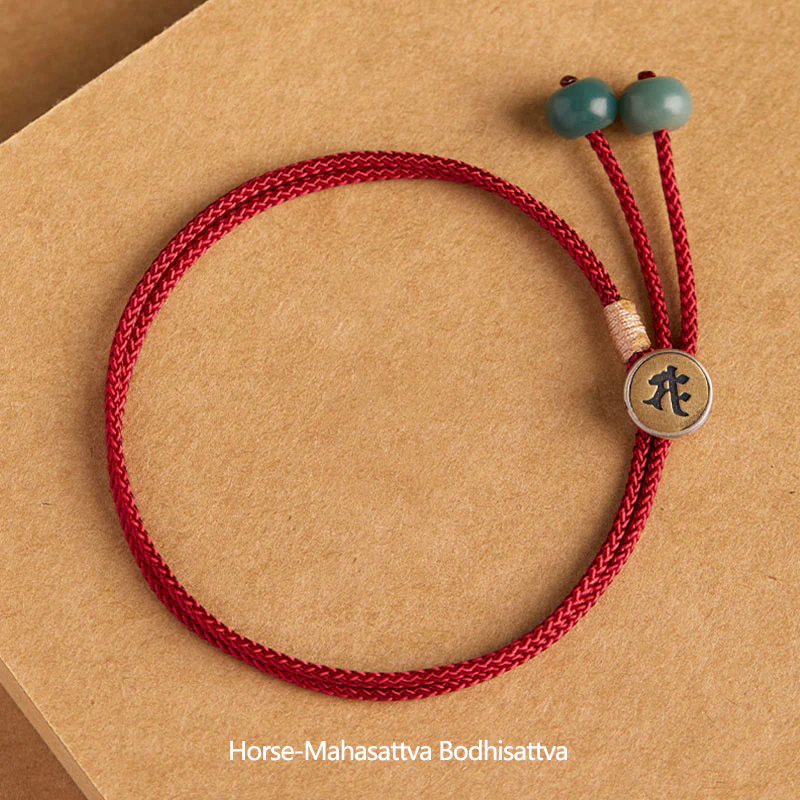 Buddha jewelry:Buddha of Zodiac Year Button Hand-Woven Red String Bracelet with Ethnic Style - Image 3