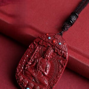Buddha jewelry:The Cinnabar Chinese Zodiac Birth Buddha Bracelet merges cinnabar, purple gold sand, zodiac symbols, Birth Buddhas, and the Six-Syllable Mantra for holistic protection. The Eight Great Guardian Deities Fortune-Transforming Bracelet uses deity pendants to channel luck and resilience. The Relief Thangka Wutai Mountain Pendant features 3D relief art, linking to the sacred mountain's spiritual energy.