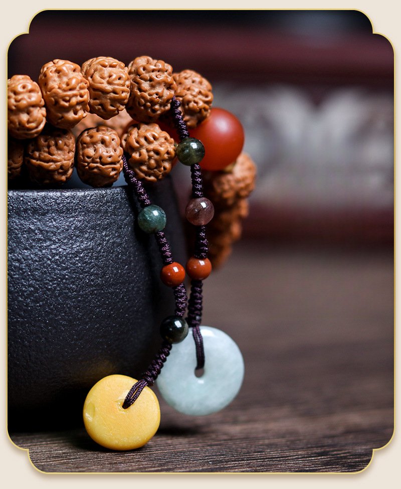 Buddha jewelry:Nepalese Rudraksha prayer bead bracelet, Tibetan ethnic style, women's accessory - Image 2
