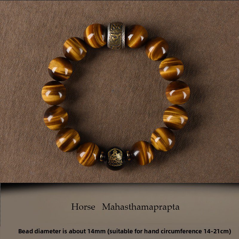 Buddha jewelry:Natural Yellow Tiger's Eye Bead Bracelet with Six-Syllable Mantra, Buddhist Prayer Beads and Fortune-Turning - Image 16