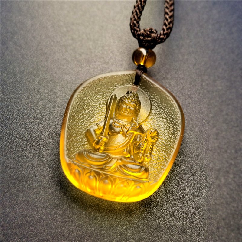 Buddha jewelry:Ancient-method Glass Water-drop-shaped Pendant Jewelry with the Eight Great Guardian Deities - Image 8