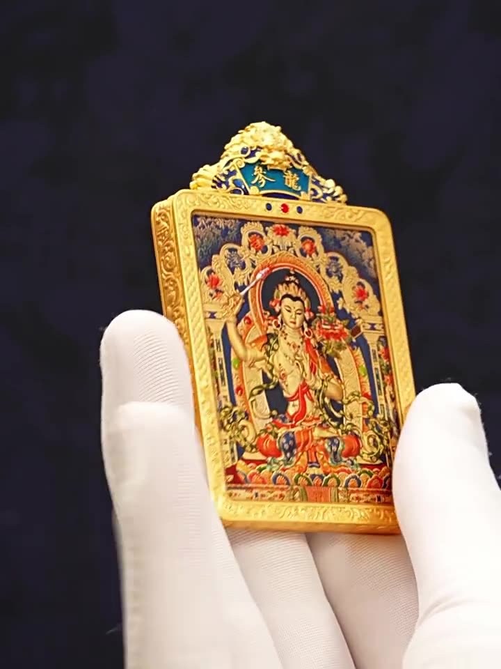 Buddha jewelry:Twelve Chinese Zodiac Signs and Eight Great Guardian Deities Thangka Double-sided Pendant, Dragon Fifth Lord, Brass Picture Frame, Buddha Plaque with Gold Foil Craftsmanship - Image 3