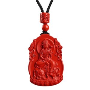 Buddha jewelry:The Eight Great Guardian Deities and Chinese Zodiac Cinnabar Pendant is made of natural cinnabar, with exquisite depictions of the eight guardian deities and twelve zodiac animals. Cinnabar, with its auspicious properties, is combined with the protective symbolism of the deities and the personal connection of the zodiac, forming a powerful amulet. Meticulously crafted, it serves as both a spiritual talisman to ward off negativity and a cultural accessory, suitable for daily wear or decoration, embodying tradition and blessing.