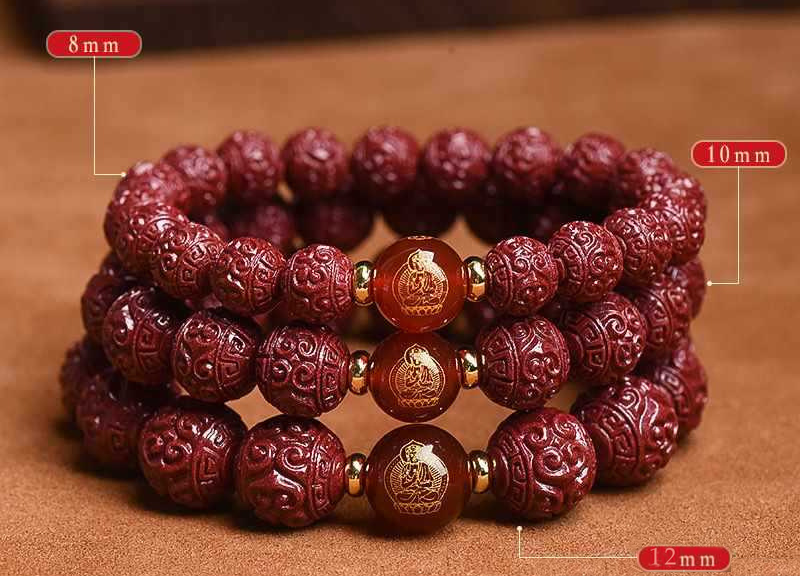 Buddha jewelry:Raw cinnabar bracelet, zodiac Buddha bracelet, twelve zodiac beads, red agate, eight guardians - Image 2