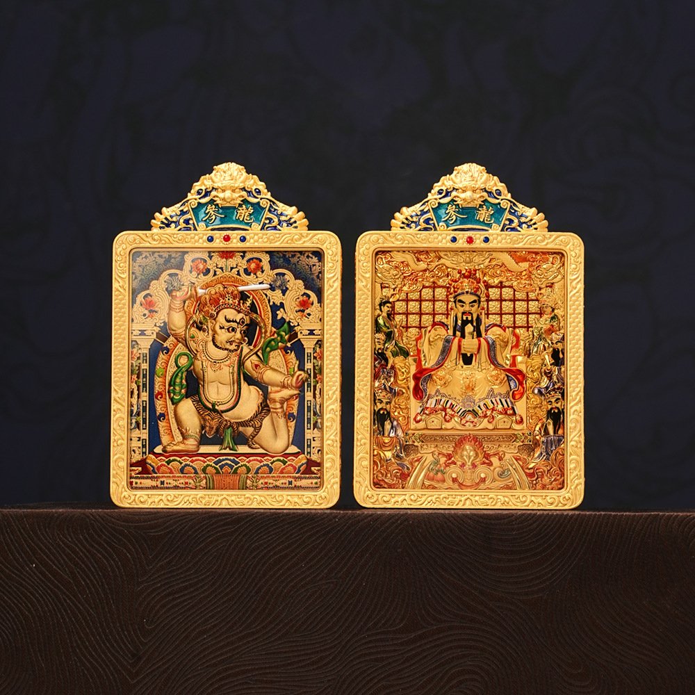 Buddha jewelry:Twelve Chinese Zodiac Signs and Eight Great Guardian Deities Thangka Double-sided Pendant, Dragon Fifth Lord, Brass Picture Frame, Buddha Plaque with Gold Foil Craftsmanship - Image 10