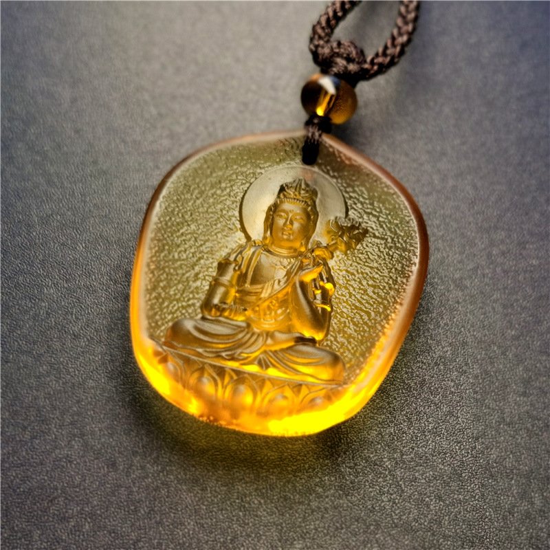 Buddha jewelry:Ancient-method Glass Water-drop-shaped Pendant Jewelry with the Eight Great Guardian Deities - Image 6