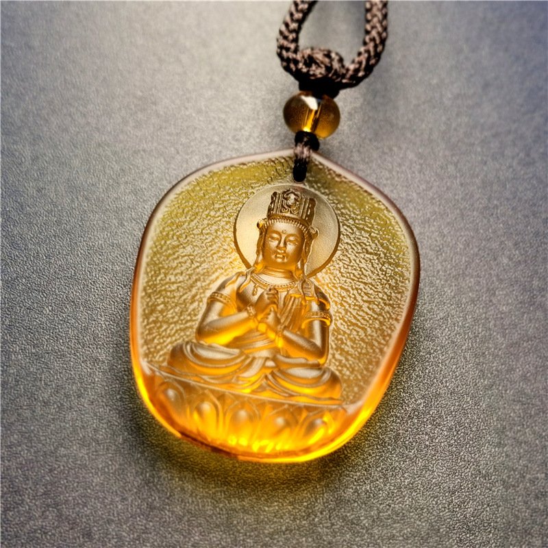 Buddha jewelry:Ancient-method Glass Water-drop-shaped Pendant Jewelry with the Eight Great Guardian Deities - Image 7