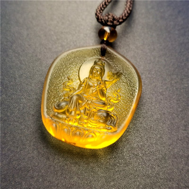 Buddha jewelry:Ancient-method Glass Water-drop-shaped Pendant Jewelry with the Eight Great Guardian Deities - Image 5