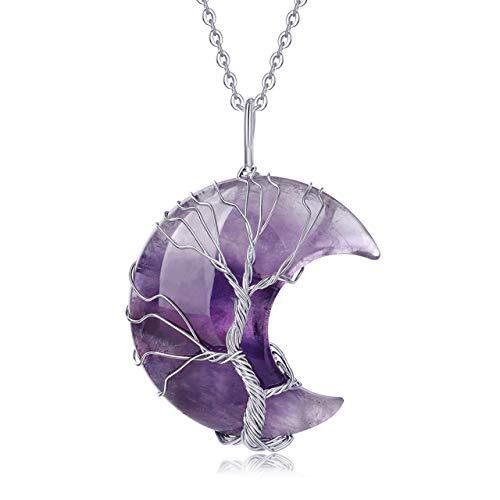 Buddha jewelry:The natural amethyst moon and tree of life pendant necklace features a stunning natural amethyst gemstone paired with symbolic moon and tree of life motifs. Representing intuition, growth, and spiritual connection, this exquisitely crafted necklace serves as both a meaningful talisman and a versatile accessory, perfect for adding elegance to any outfit.