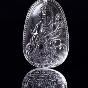 Buddha jewelry:The Natural White Crystal Chinese Zodiac Pendant with Eight Great Guardian Deities and 6mm White Crystal Stretch Bead Chain Necklace features natural white crystal, showcasing carved zodiac animals and guardian deities. The stretch chain with matching beads enhances comfort and energy flow. It symbolizes purity, clarity, protection, and cultural heritage, making it a meaningful and elegant accessory.