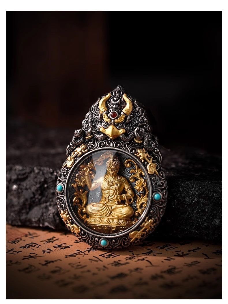 Buddha jewelry:Jewelry featuring the Eight Great Guardian Deities, Gau Box, Yellow Jambhala, and Medicine Buddha merges sacred symbolism with artistry. These pieces honor Buddhist traditions, offering protection, spiritual connection, prosperity, and healing—serving as both devotional tools and meaningful accessories for practitioners and admirers alike.
