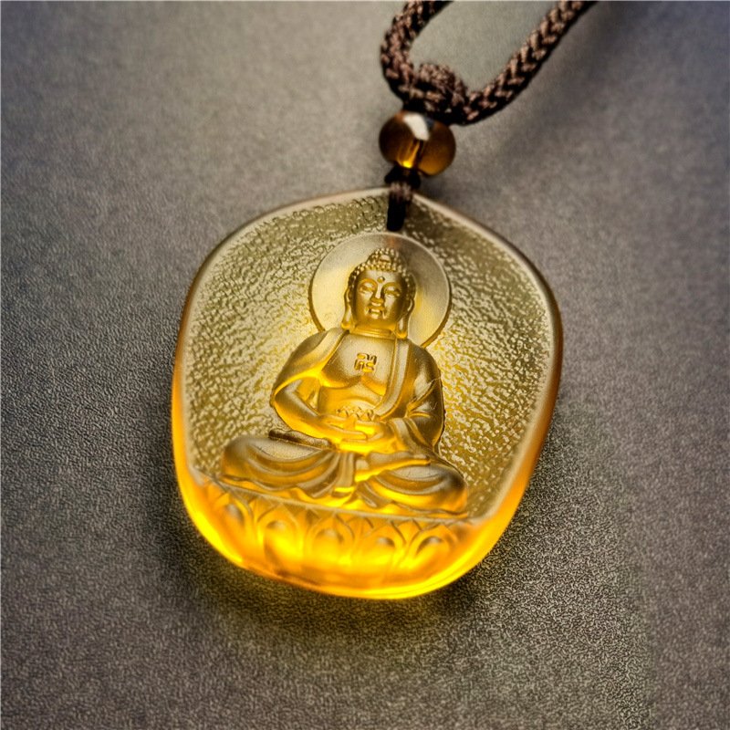 Buddha jewelry:Ancient-method Glass Water-drop-shaped Pendant Jewelry with the Eight Great Guardian Deities - Image 9